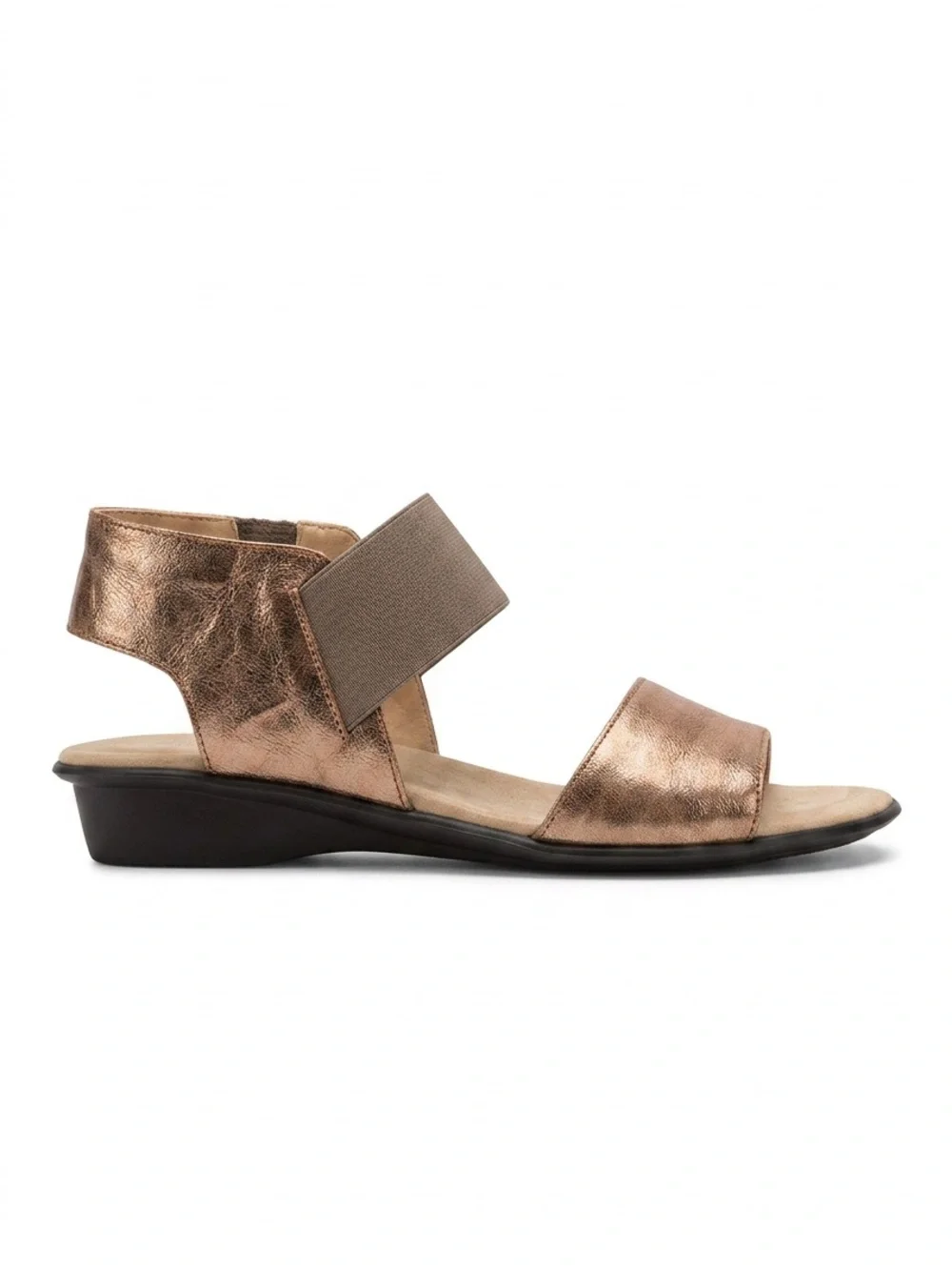 Sesto Meucci Bronze and Taupe Metallic Leather Slingback Sandals